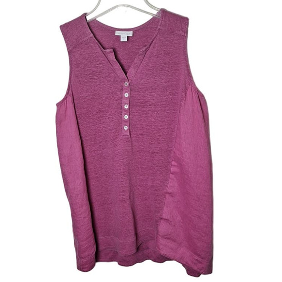 J. Jill Love Linen Women Small Magenta Pink Wide Strap 100% Linen Tank Top - Picture 2 of 6